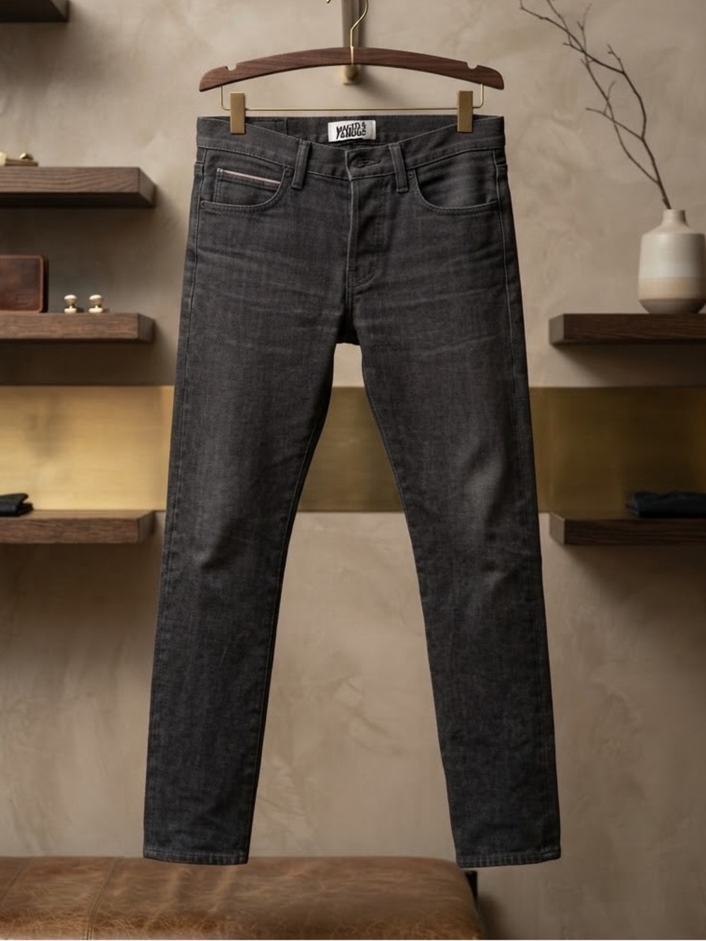 Naked & Famous Super Guy Hunter Stretch Selvedge Jeans - Charcoal Gray 33